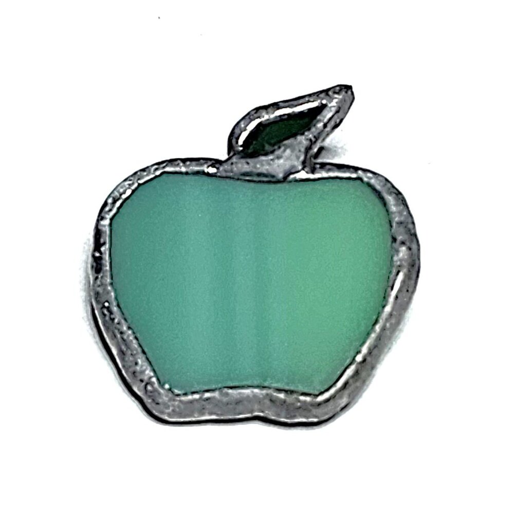 Green apple stained glass pin